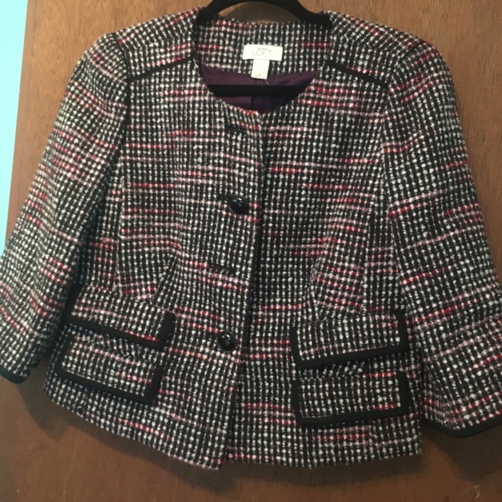 Purple Tweed blazer from The Loft